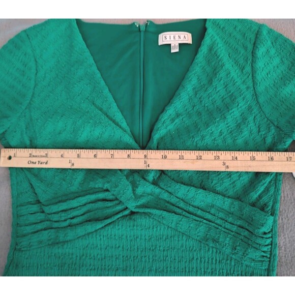 Siena Womens Textured Knit Bodycon Dress Long Sleeve V-Neck Size 8 Green NEW NWT - Picture 15 of 16